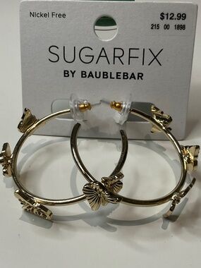BaubleBar Gold Toned Butterfly Hoop Earrings